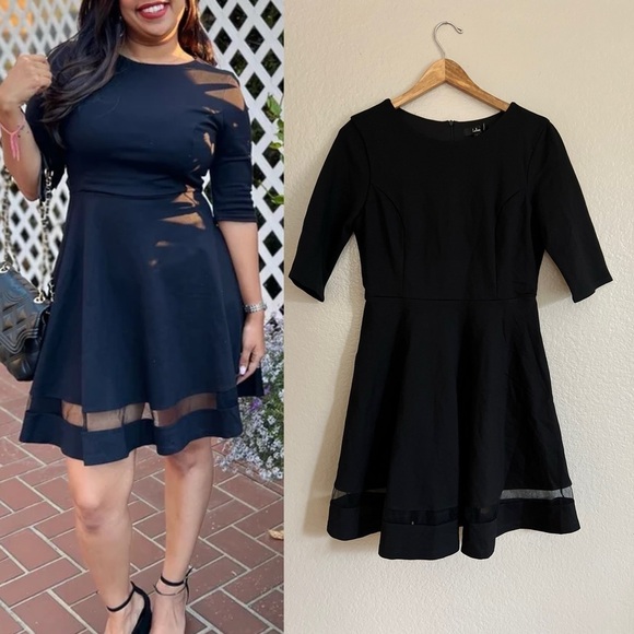 Large Black Mesh Skater Dress NWOT - Picture 1 of 7